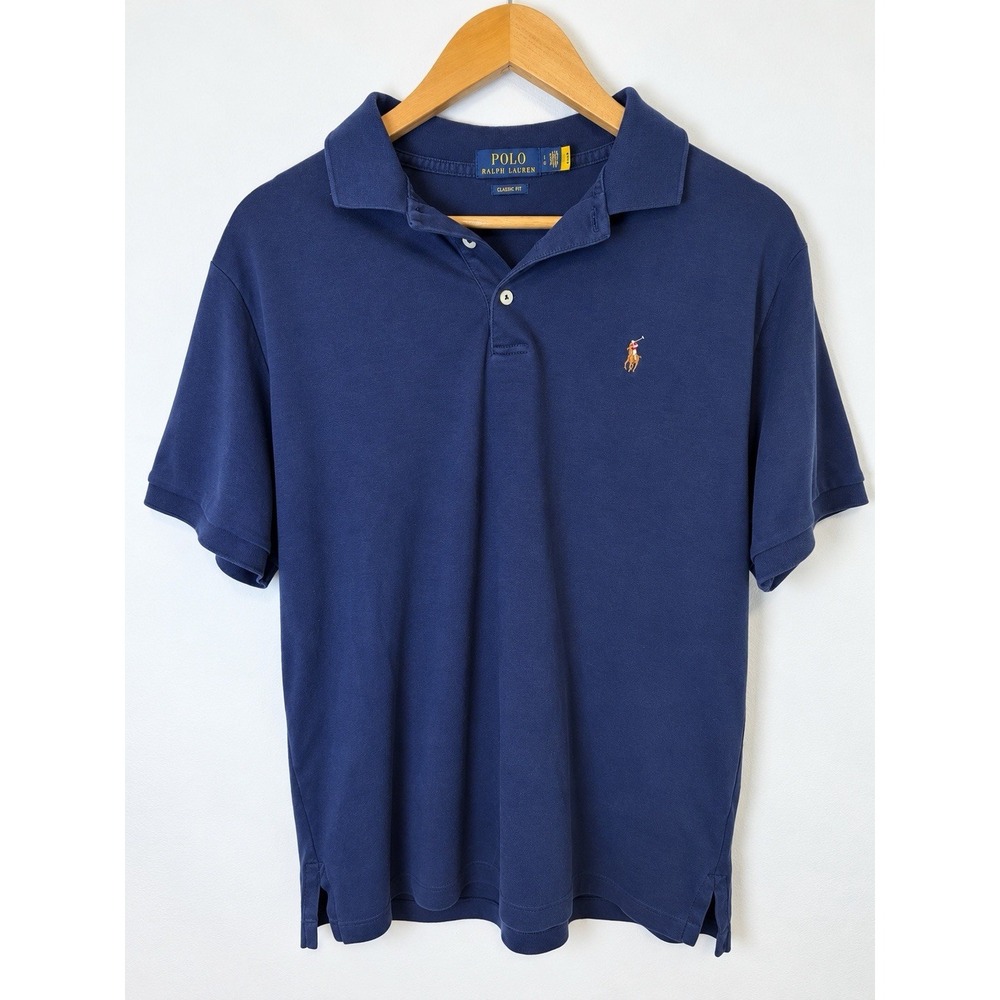 Polo Ralph Lauren Polo Shirt Men's Large Navy Blue Classic Fit Multicolor Pony